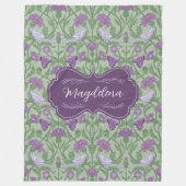 Magdalena Thistle en vogels Art Nouveau Bloemen Fleece Deken (Voorkant)