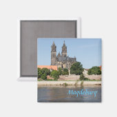 Magdeburg Elbe uitzicht foto Magneet (Voorkant / Achterkant)