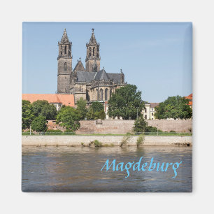 Magdeburg Elbe uitzicht foto Magneet
