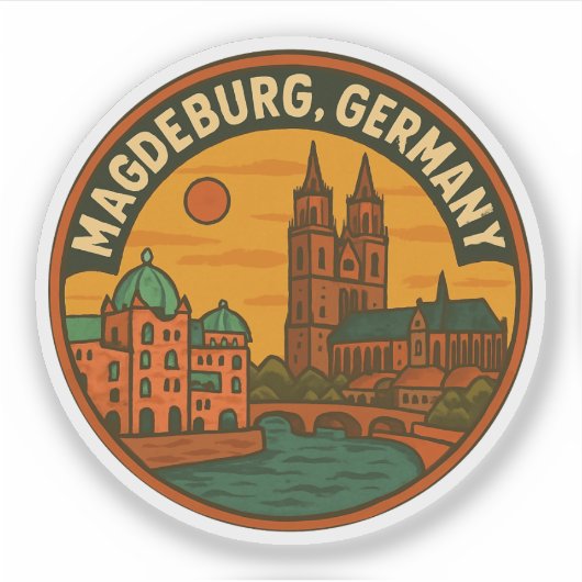 Magdeburg Germany Cathedral Art Sticker (Voorkant)