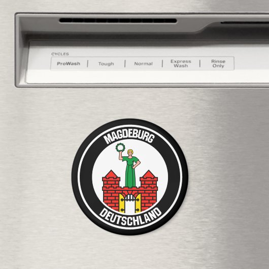 Magdeburg Round Emblem Magneet (Insitu (Vaatwasser))