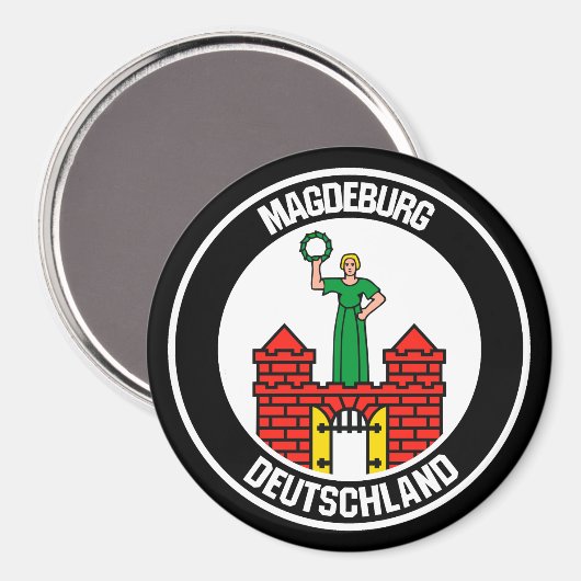 Magdeburg Round Emblem Magneet (Voorkant / Achterkant)
