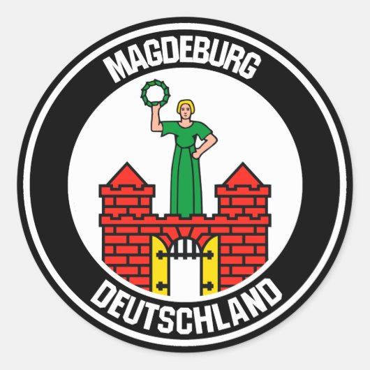 Magdeburg Round Emblem Ronde Sticker (Voorkant)