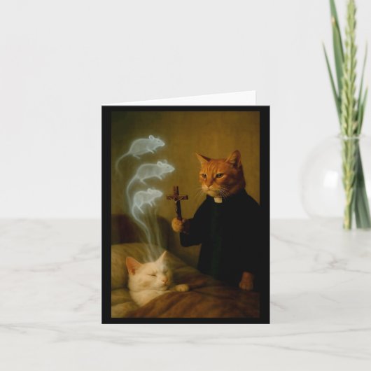 Mage Cat Meme Cat Exorcism Mouse Funny Fantasy Hum Kaart (Voorkant)