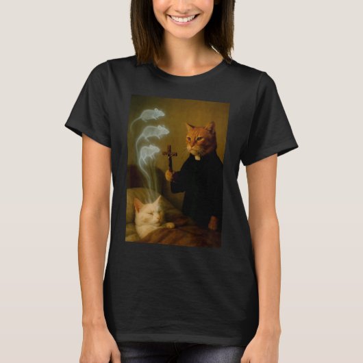 Mage Cat Meme Cat Exorcism Mouse Funny Fantasy Hum T-shirt (Voorkant)