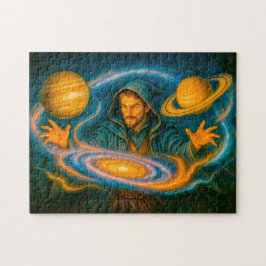 Mage die de ruimte beheerst in kosmische olieverfs legpuzzel