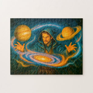 Mage die de ruimte beheerst in kosmische olieverfs legpuzzel