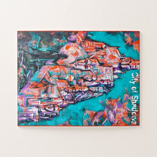 Mage en de stad Shadows Fantasy Art Legpuzzel (Horizontaal)