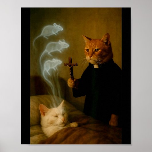 Mage Kat Meme Kat Bezwering Muis Grappig Fantasie Poster (Voorkant)