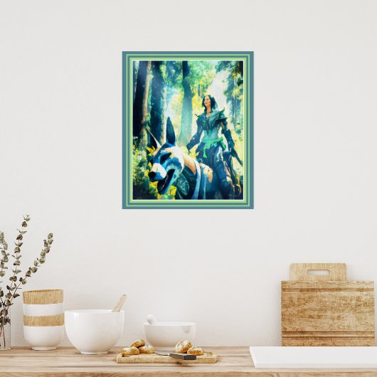 Mage Riding a Wolf Poster (Keuken)