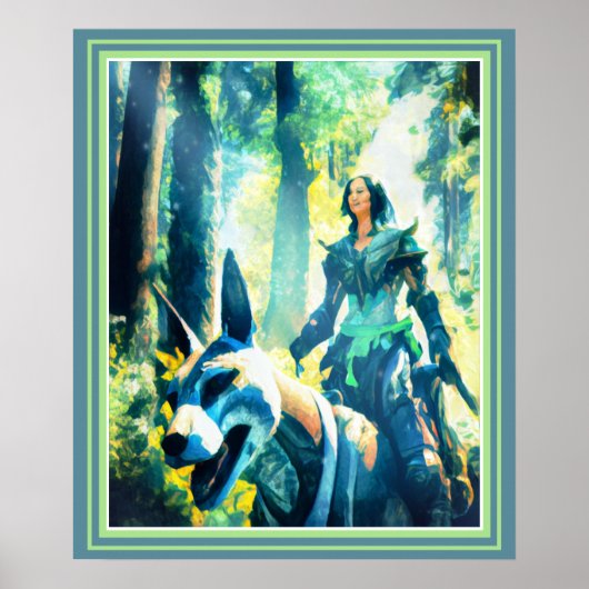 Mage Riding a Wolf Poster (Voorkant)