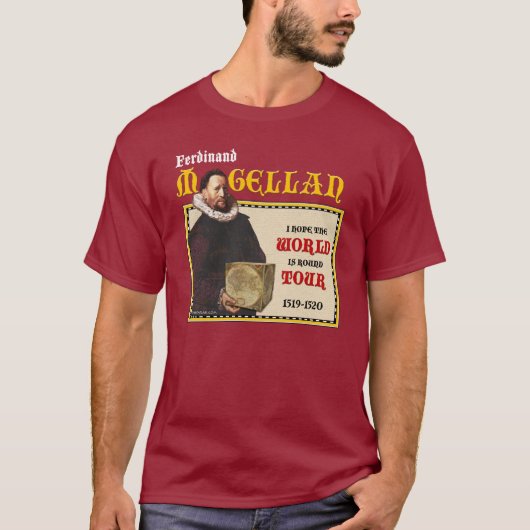 Magellan 1519 Round World Tour (Dark van Mannen) T-shirt (Voorkant)