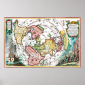 Magellan Journey Flat Earth Map Poster (Voorkant)