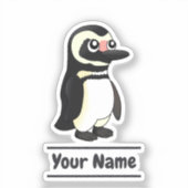 Magellanic Penguin cartoon met aangepaste tekst Sticker (Voorkant)