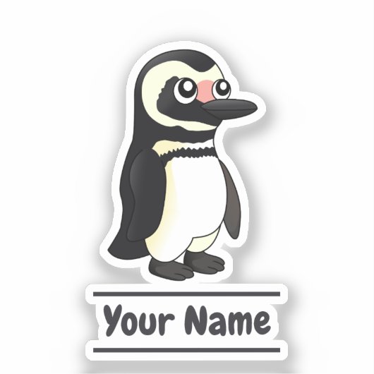 Magellanic Penguin cartoon met aangepaste tekst Sticker (Voorkant)