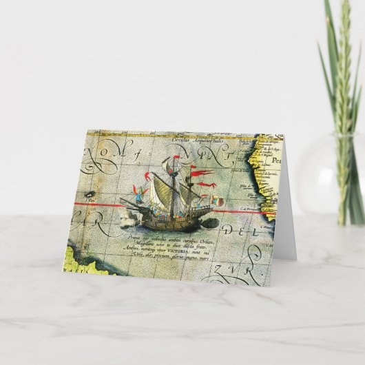 Magellans schip Victoria, Antiek kaart Stille Ocea (Voorkant)