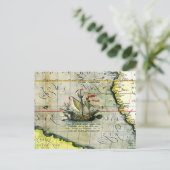 Magellans schip Victoria, Antiek kaart Stille Ocea (Staand voorkant)