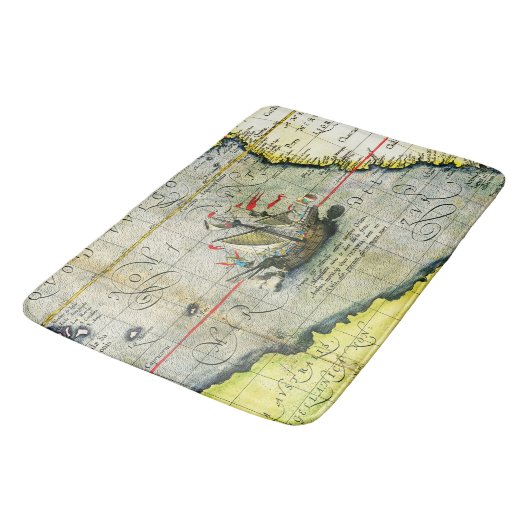 Magellans schip Victoria, Antiek kaart Stille Ocea Badmat (Gekanteld)