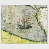 Magellans schip Victoria, Antiek kaart Stille Ocea Cadeaupapier (Vlak)