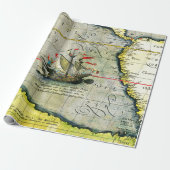 Magellans schip Victoria, Antiek kaart Stille Ocea Cadeaupapier (Uitgerold)