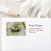 Magellans schip Victoria, Antiek kaart Stille Ocea Etiket (Insitu)