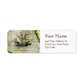 Magellans schip Victoria, Antiek kaart Stille Ocea Etiket (Voorkant)