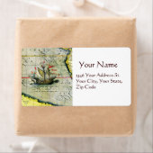 Magellans schip Victoria, Antiek kaart Stille Ocea Etiket (Insitu)