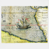 Magellans schip Victoria, Antiek kaart Stille Ocea Fleece Deken (Voorkant (Horizontaal))