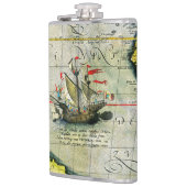 Magellans schip Victoria, Antiek kaart Stille Ocea Heupfles (Links)