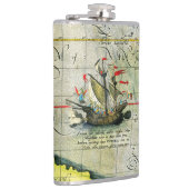 Magellans schip Victoria, Antiek kaart Stille Ocea Heupfles (Rechts)