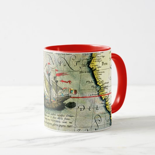 Magellans schip Victoria, Antiek kaart Stille Ocea Mok (Voorkant rechts)