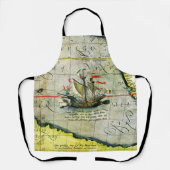 Magellans schip Victoria, Antiek kaart Stille Ocea Schort (Voorkant)