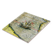 Magellans schip Victoria, Antiek kaart Stille Ocea Tegeltje (Zijkant)