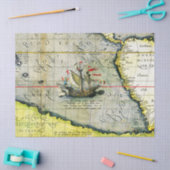 Magellans schip Victoria, Antiek kaart Stille Ocea Tissuepapier (Craft)