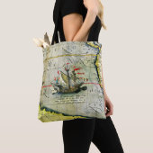 Magellans schip Victoria, Antiek kaart Stille Ocea Tote Bag (Dichtbij)