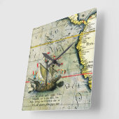 Magellans schip Victoria, Antiek kaart Stille Ocea Vierkante Klok (Hoek)