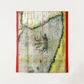 Magellans schip Victoria, Antiek kaart Stille Ocea Wandkleed (Voorkant)