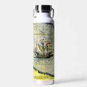 Magellans schip Victoria, Antiek kaart Stille Ocea Waterfles (Voorkant)