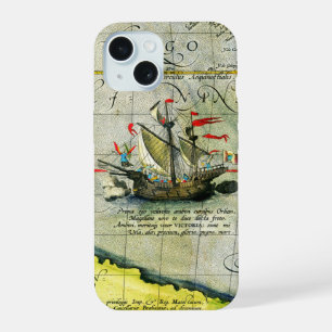 Magellans schip Victoria, Antieke kaart Stille Oce iPhone 15 Case