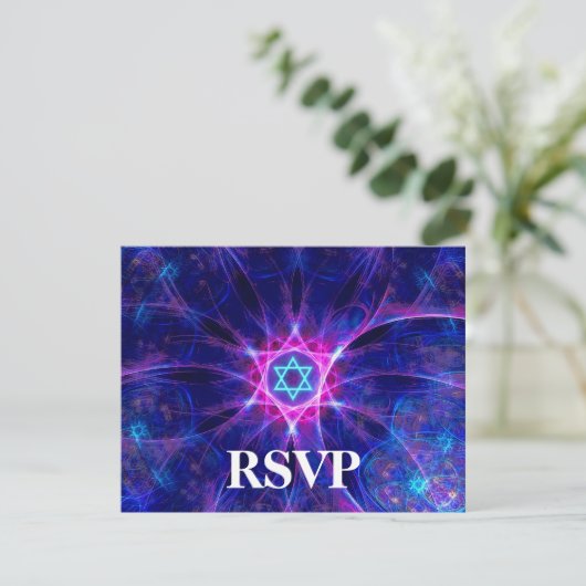 Magen Bet Bar/Bat Mitzvah RSVP Kaartje (Staand voorkant)