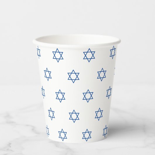 Magen David blue en wit patroon Hanukkah Papieren Bekers (Voorkant)