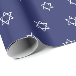 Magen David marjolein blauw wit patroon Hanukkah Cadeaupapier