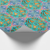 Magen David op Turquoise Floral Cadeaupapier (Hoek)