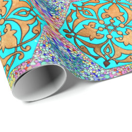 Magen David op Turquoise Floral Cadeaupapier