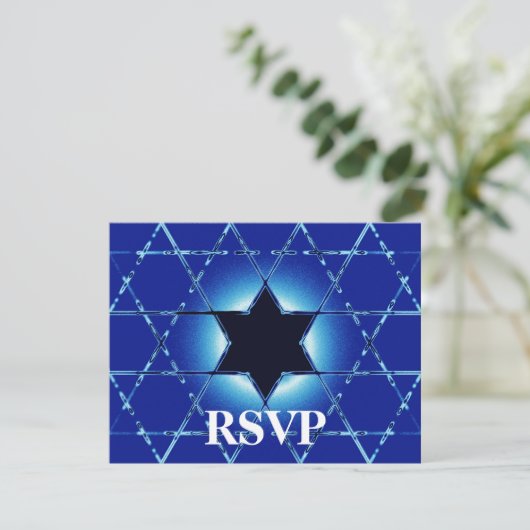 Magen Gimel Bar/Bat Mitzvah RSVP Kaartje (Staand voorkant)