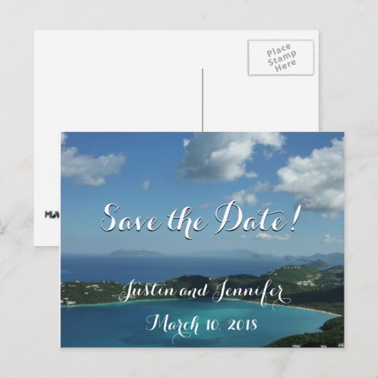 Magens Bay, St. Thomas Bruiloft Bewaar de datum Aankondigingskaart (Voorkant / Achterkant)