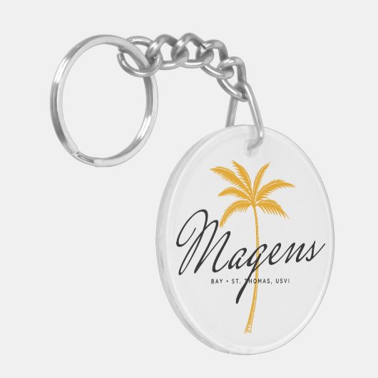 Magens Bay St Thomas USVI minimale palmboom Sleutelhanger (Voorkant Links)