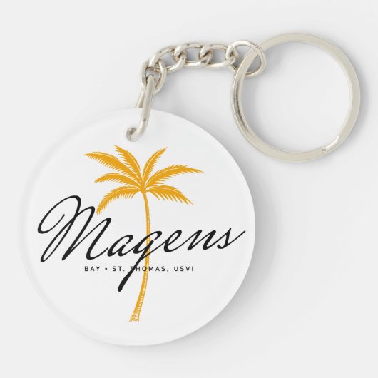 Magens Bay St Thomas USVI minimale palmboom Sleutelhanger (Achterkant)