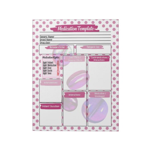 Magent Nursing Student Medicatie Sjabloon Notitieblok (Linkerzijde)