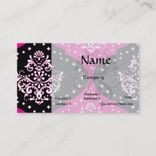 magent roze zwart wit henna damast visitekaartje
